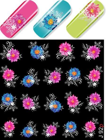 Водные наклейки для ногтей  (слайдер-дизайн) J92 серебро