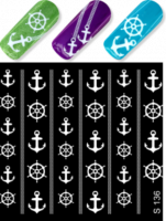 Водные наклейки для ногтей  (слайдер-дизайн) S136 белый