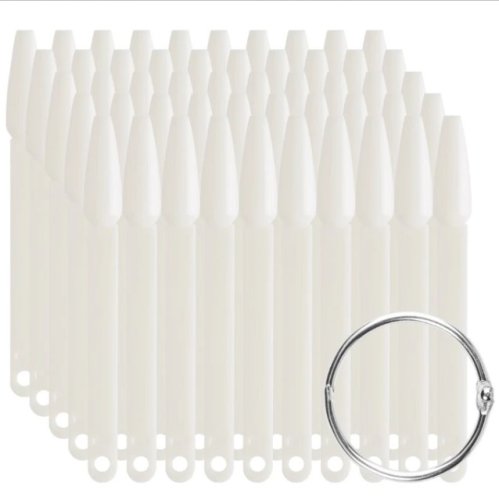 Палитра - типсы для выкраски на кольце (веер, натуральный, балерина, 50 штук) 12 см