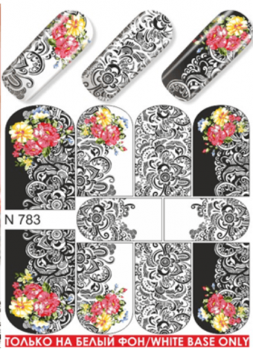 Водные наклейки для ногтей  (слайдер-дизайн)-N783