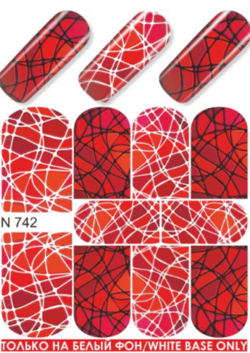 Водные наклейки для ногтей  (слайдер-дизайн)-N742