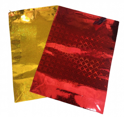 Пакет подарочный ламинированный голографик MIX (33*45*10 см) 1 шт