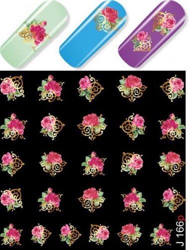 Водные наклейки для ногтей  (слайдер-дизайн) J166