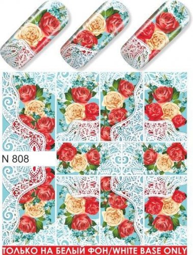 Водные наклейки для ногтей  (слайдер-дизайн) N808