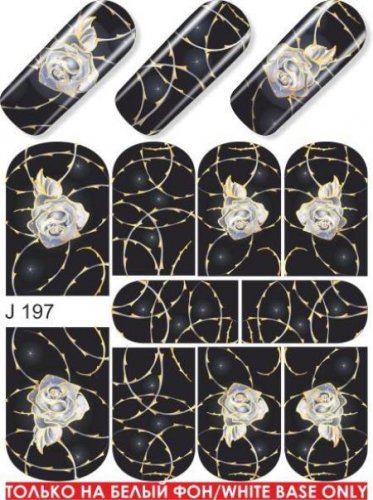 Водные наклейки для ногтей  (слайдер-дизайн) J197