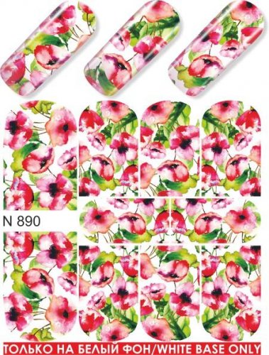 Водные наклейки для ногтей (слайдер-дизайн) N890