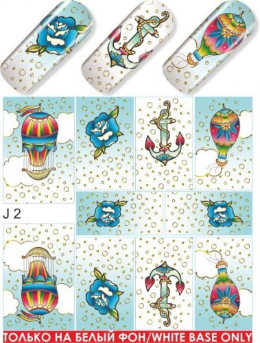 Водные наклейки для ногтей  (слайдер-дизайн) J2
