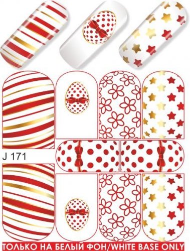 Водные наклейки для ногтей  (слайдер-дизайн) J171