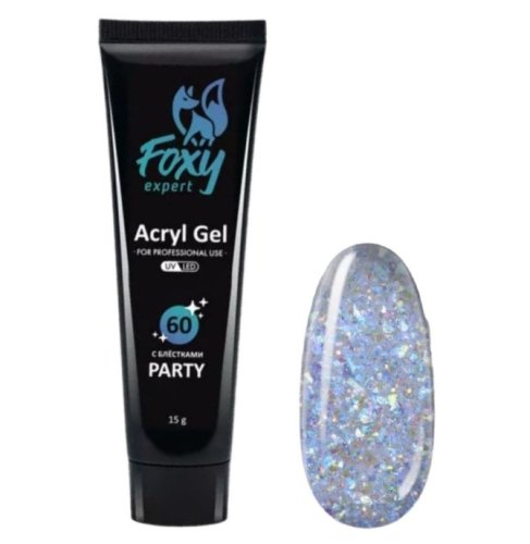 Акрил-гель с блестками Foxy Acryl gel PARTY №G60, 15мл