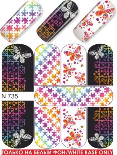 Водные наклейки для ногтей  (слайдер-дизайн)-N735