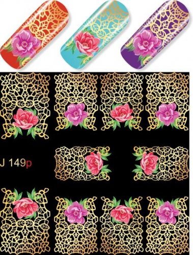 Водные наклейки для ногтей  (слайдер-дизайн) J149