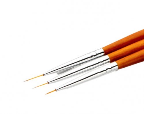 Набор кистей для дизайна ногтей "деревянная ручка" 3шт (арт.20888)
