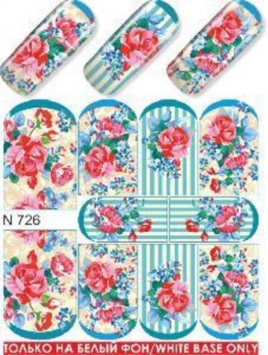 Водные наклейки для ногтей  (слайдер-дизайн) N726