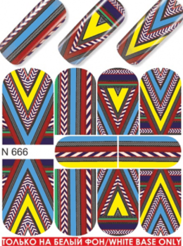 Водные наклейки для ногтей  (слайдер-дизайн)-N666