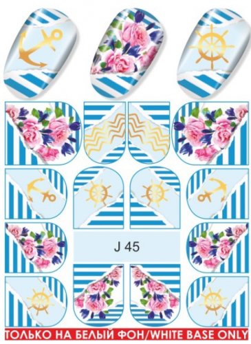 Водные наклейки для ногтей  (слайдер-дизайн) J45