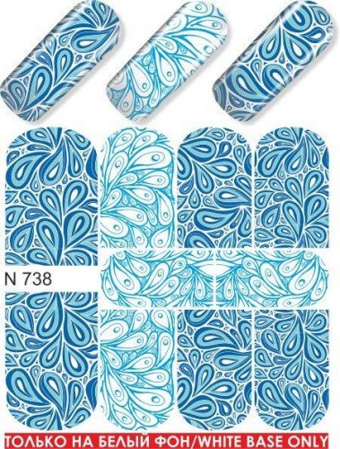 Водные наклейки для ногтей  (слайдер-дизайн)-N738