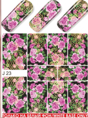 Водные наклейки для ногтей  (слайдер-дизайн) J23