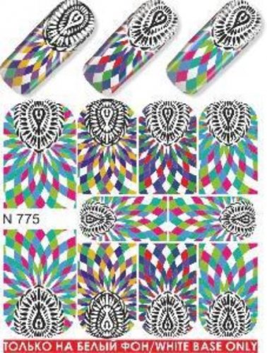 Водные наклейки для ногтей  (слайдер-дизайн) N775