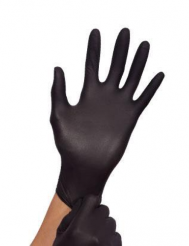 Перчатки нитриловые особопрочные (черные) 100шт XS
