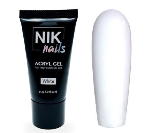 Акригель Nik Nails Acryl Gel #White, 15мл