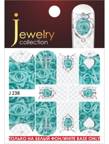 Водные наклейки для ногтей  (слайдер-дизайн) J238 зеленый