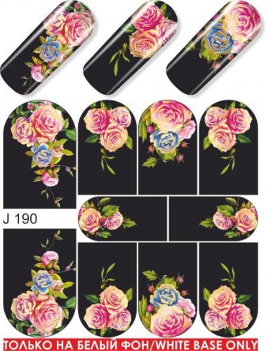 Водные наклейки для ногтей  (слайдер-дизайн) J190