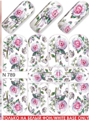 Водные наклейки для ногтей  (слайдер-дизайн)-N789