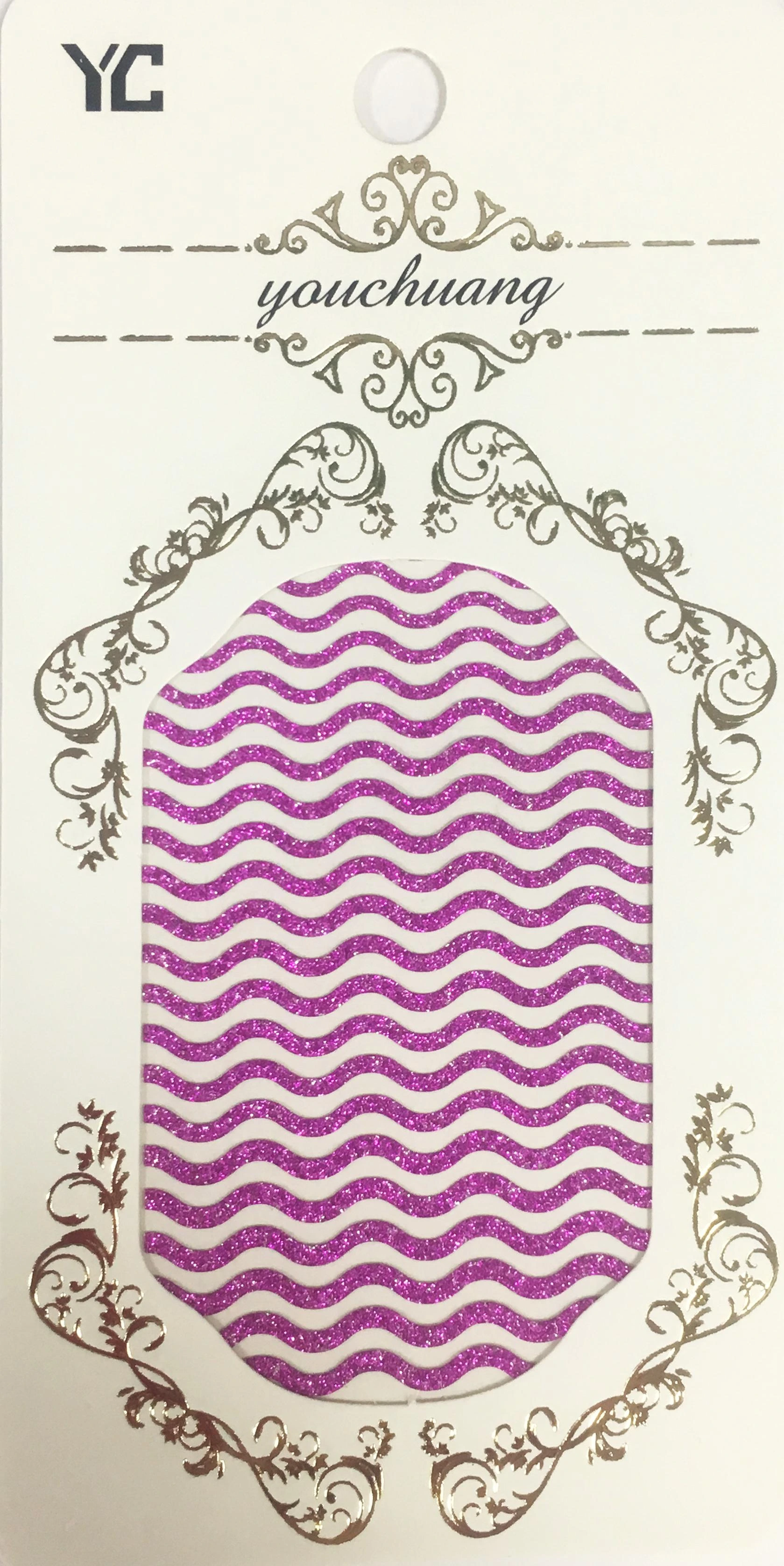 Ленты самоклеющиеся для дизайна ногтей разноразмерные волна №3