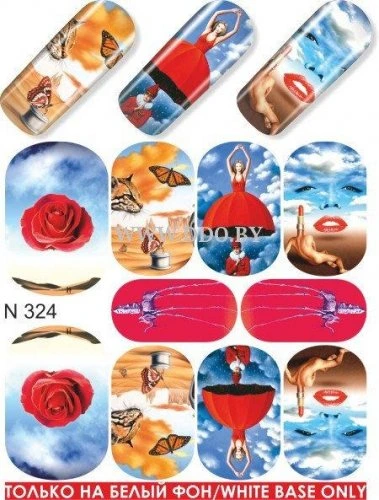 Водные наклейки для ногтей  (слайдер-дизайн) N 324