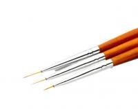 Набор кистей для дизайна ногтей "деревянная ручка" 3шт (арт.20888)
