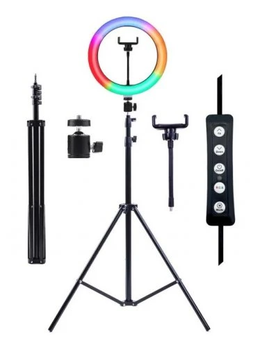 Кольцевая светодиодная лампа со штативом для профессиональной съемки RGB LED 26 см