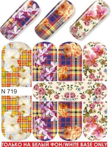 Водные наклейки для ногтей  (слайдер-дизайн)-N719