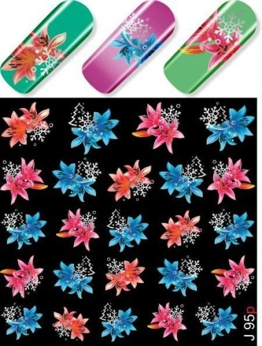 Водные наклейки для ногтей  (слайдер-дизайн) J95 серебро