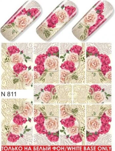 Водные наклейки для ногтей  (слайдер-дизайн) N811