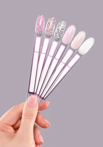 Наклейки на типсы "Универсальные" (1 лист - 50шт), белые с розовым