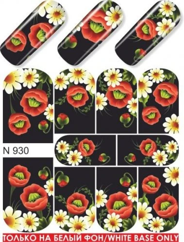 Водные наклейки для ногтей  (слайдер-дизайн)-N930