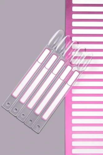 Наклейки на типсы "Универсальные" (1 лист - 50шт), белые с розовым