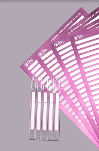 Наклейки на типсы "Универсальные" (1 лист - 50шт), белые с розовым