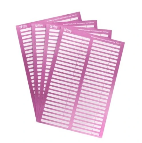 Наклейки на типсы "Универсальные" (1 лист - 50шт), белые с розовым