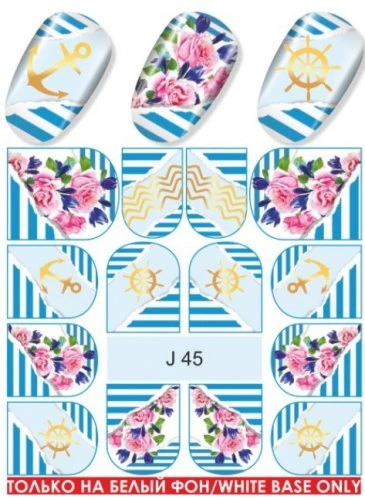 Водные наклейки для ногтей  (слайдер-дизайн) J45