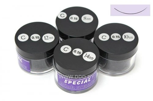 Ресницы для наращивания в банке поштучные окрашенные чёрные baiSida 10мм 0,15 С