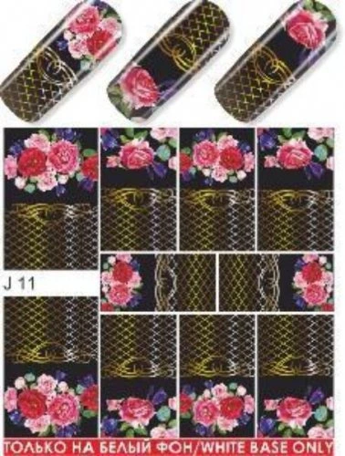 Водные наклейки для ногтей  (слайдер-дизайн) J11