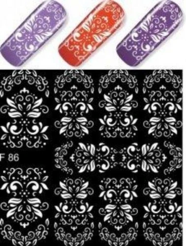 Водные наклейки для ногтей  (слайдер-дизайн) F86-white