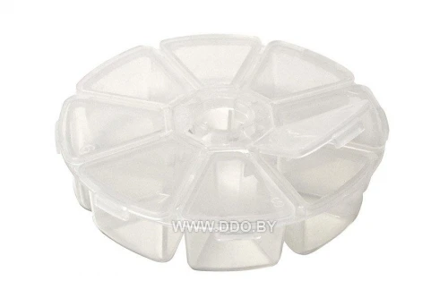 Контейнер для декора пластмассовый круглый 8 ячеек (мод. ak-242)