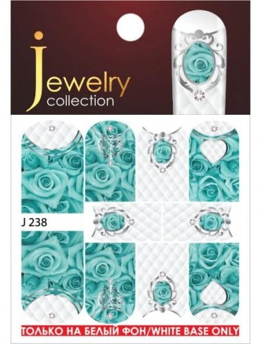 Водные наклейки для ногтей  (слайдер-дизайн) J238 зеленый